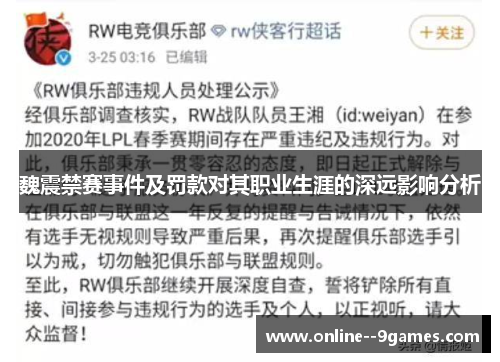魏震禁赛事件及罚款对其职业生涯的深远影响分析